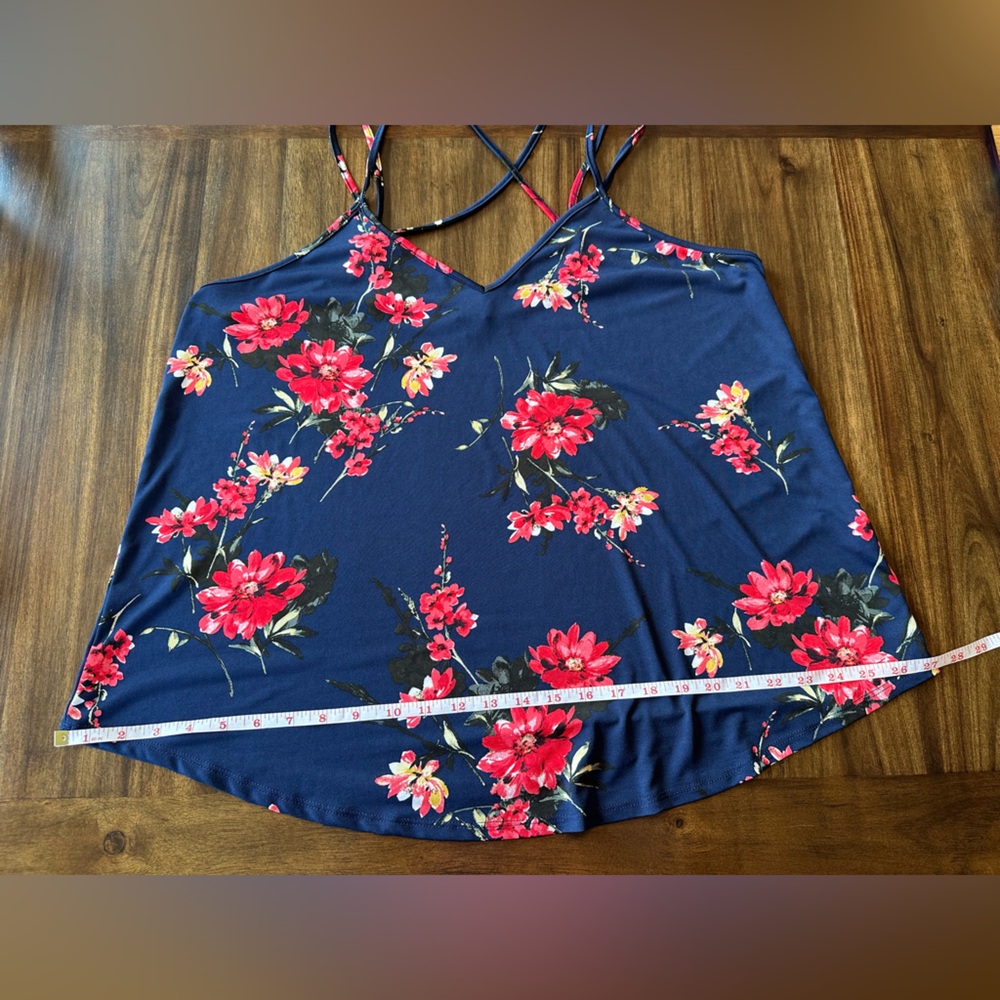 Papermoon Navy Camisole with Red Floral Print XXL - Picture 4 of 8